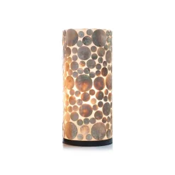 Schelpen tafellamp cilinder goud/bruin