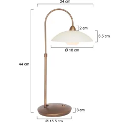 Sfeervolle tafellamp brons met creme glas klassiek