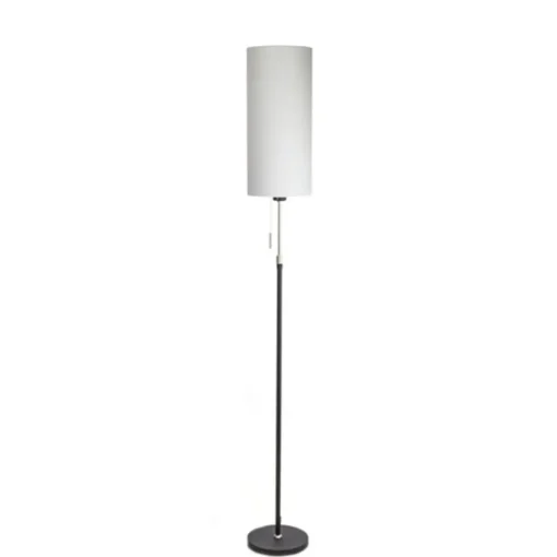 Smalle vloerlamp zwart-staal linnen kap