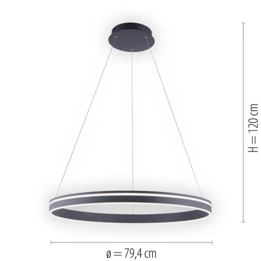 Smart hanglamp ring groot antraciet