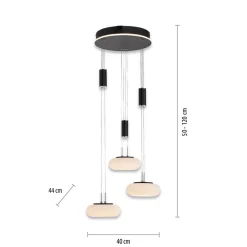 Smart hanglamp rond 3-lichts dimbaar zwart/opaal