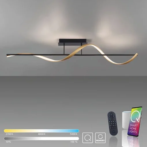 Smart plafondlamp spiraal antraciet/goud