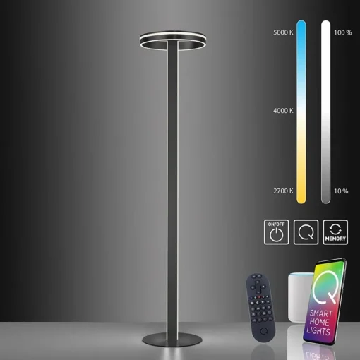 Smart vloerlamp verstelbare ring antraciet