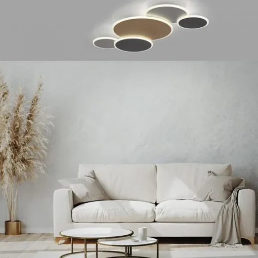 Smart wand/plafondlamp goud met grijs dimbaar