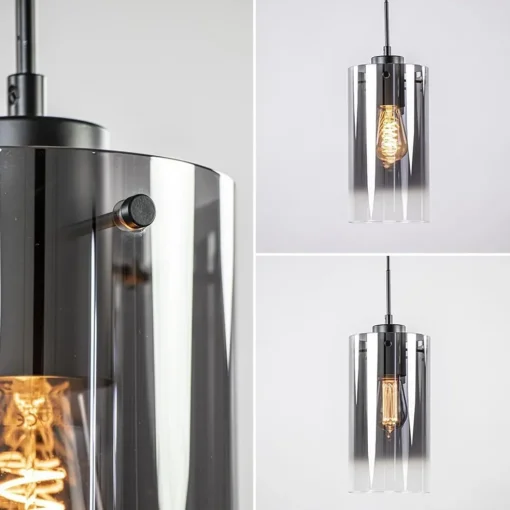 Smoke glazen hanglamp cilinder met verloop