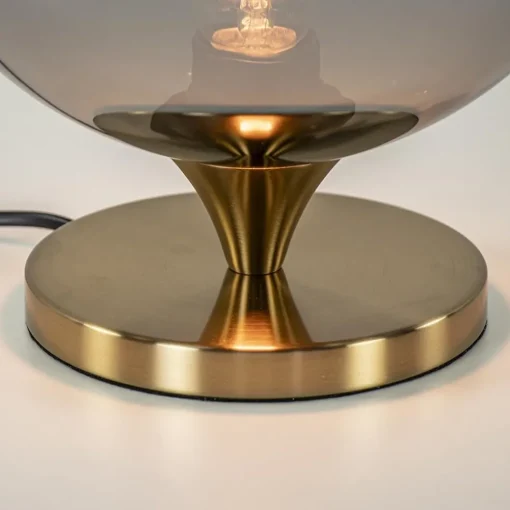 Smoke glazen tafellamp met gouden voet