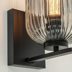 Smoke glazen wandlamp met zwarte bevestiging