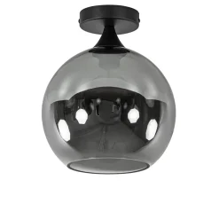 Smoke/titanium plafondlamp 25 cm met zwart