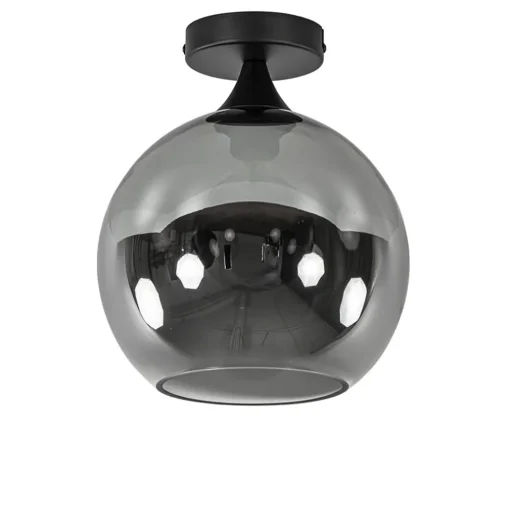 Smoke/titanium plafondlamp 25 cm met zwart