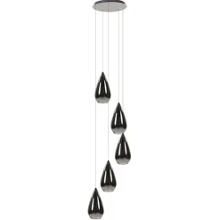Smokey glazen vide-hanglamp chroom