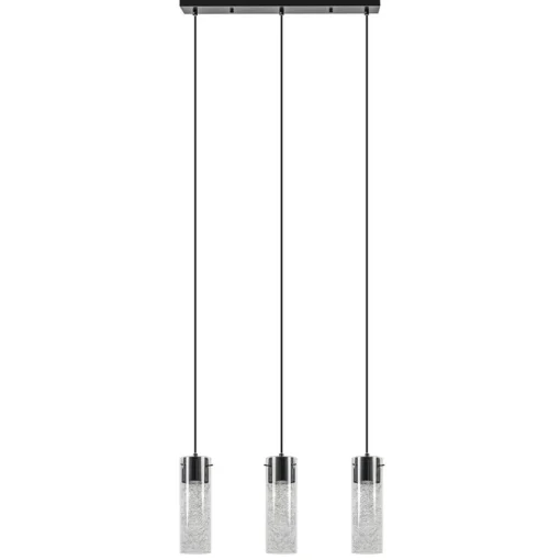 Speelse hanglamp zwart met helder glas 3-lichts