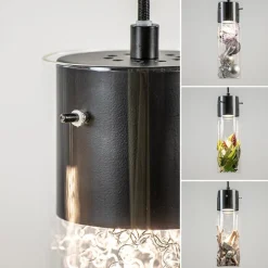 Speelse hanglamp zwart met helder glas 3-lichts