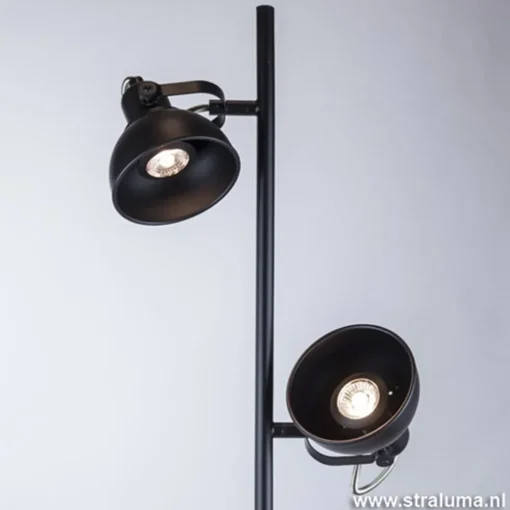 Staande 2-L spot zwart industrieel incl.gu10