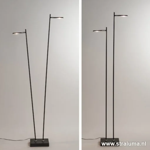 Staande 2-lichts leeslamp zwart 2xpushdimmer