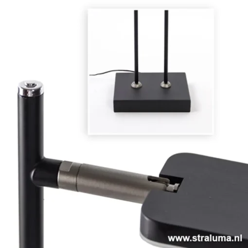 Staande 2-lichts leeslamp zwart 2xpushdimmer