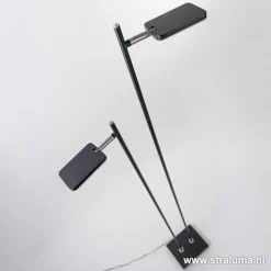Staande 2-lichts leeslamp zwart 2xpushdimmer