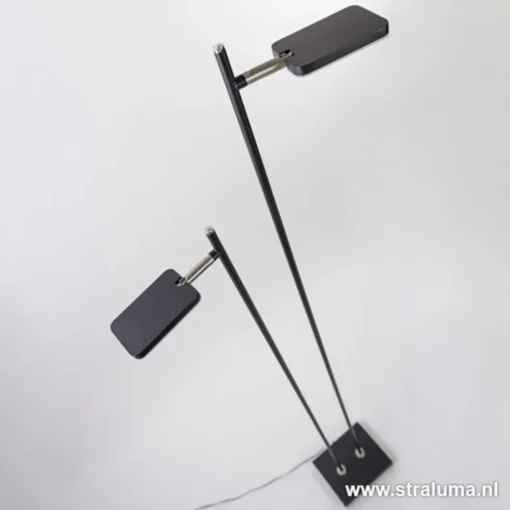 Staande 2-lichts leeslamp zwart 2xpushdimmer