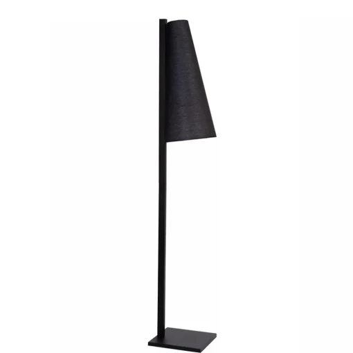 Staande schemerlamp mat zwart met linnen kap
