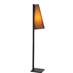 Staande schemerlamp mat zwart met linnen kap