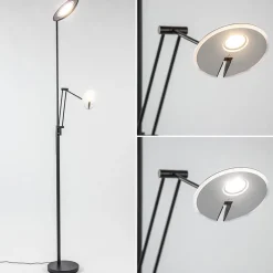 Staande uplighter+leesarm zwart dim.cct