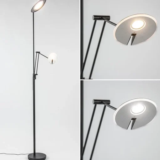 Staande uplighter+leesarm zwart dim.cct