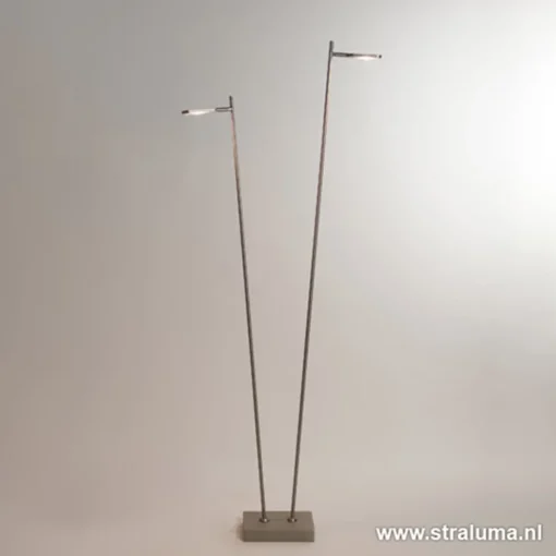 Staande vloerlamp led 2 lichts staal