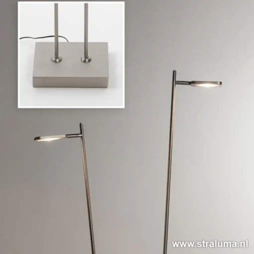Staande vloerlamp led 2 lichts staal