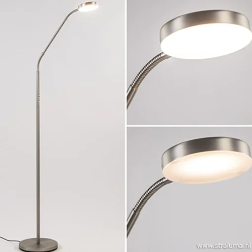 Stalen lees/vloerlamp LED dim to warm