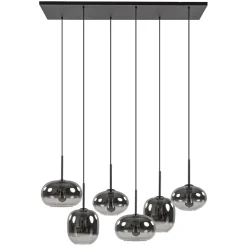 Stijlvolle 6-lichts hanglamp zwart met gradiënt smoke glas