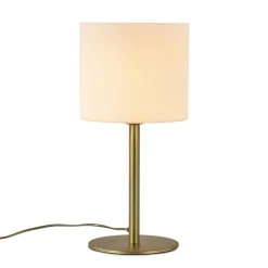 Stijlvolle tafellamp mat goud met wit glas