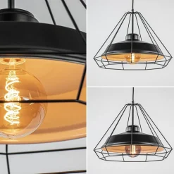 Stoere hanglamp industrieel/Scandinavisch mat zwart