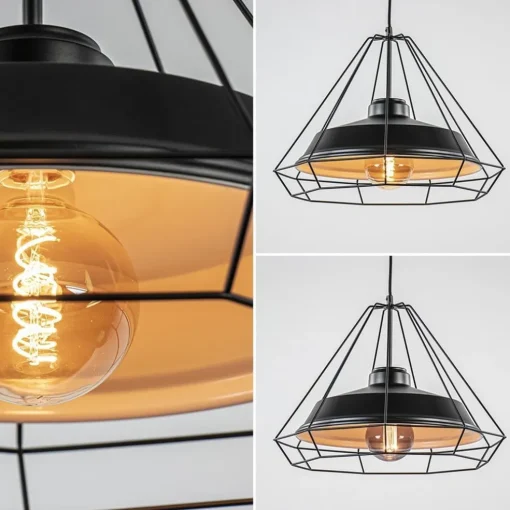 Stoere hanglamp industrieel/Scandinavisch mat zwart