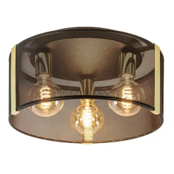 Stoere plafondlamp zwart met glossy goud