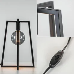 Stoere zwarte tafellamp frame