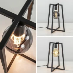 Stoere zwarte tafellamp frame