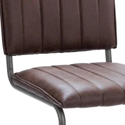 Stoffen eetkamerstoel bruin met gunmetal onderstel