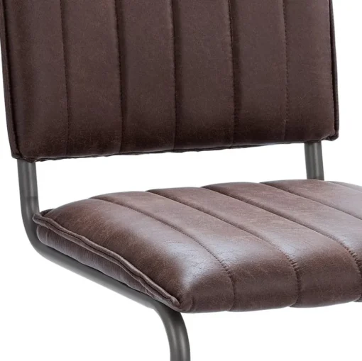 Stoffen eetkamerstoel bruin met gunmetal onderstel