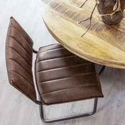 Stoffen eetkamerstoel bruin met gunmetal onderstel
