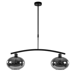 Strak klassieke hanglamp zwart met smoke glas