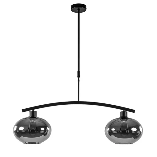 Strak klassieke hanglamp zwart met smoke glas