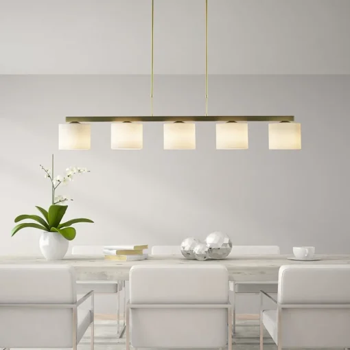Strak klassieke hanglamp goud met mat wit glas