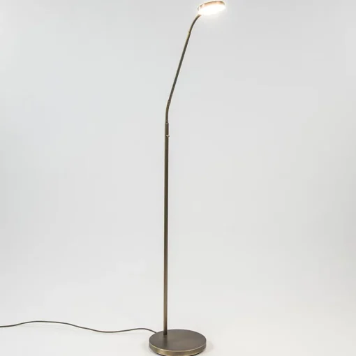 Strak klassieke LED leeslamp brons dim to warm