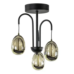 Strak klassieke plafondlamp egg goud met zwart