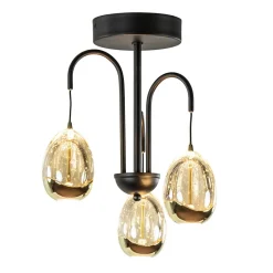 Strak klassieke plafondlamp egg goud met zwart