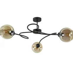 Strak klassieke plafondlamp met amber glazen bollen