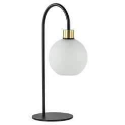 Strak klassieke tafellamp zwart met opaal glas