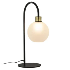 Strak klassieke tafellamp zwart met opaal glas