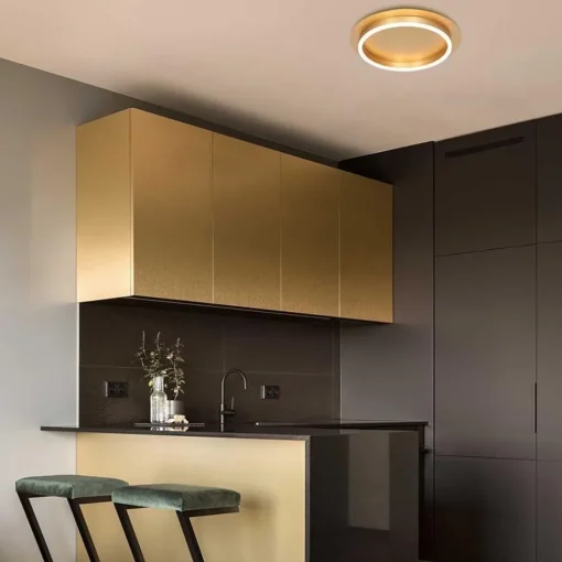 Strak moderne LED plafondlamp goud