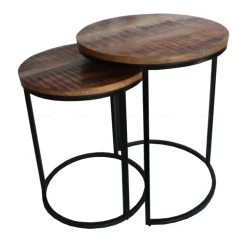 Tafel set van 2 metaal hout 46/39
