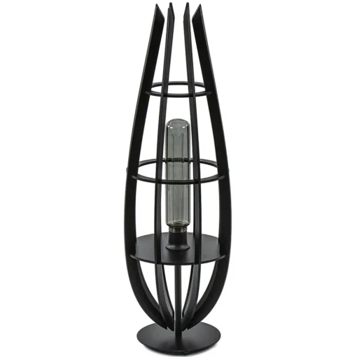 Tafellamp / vloerlamp mat zwart hout